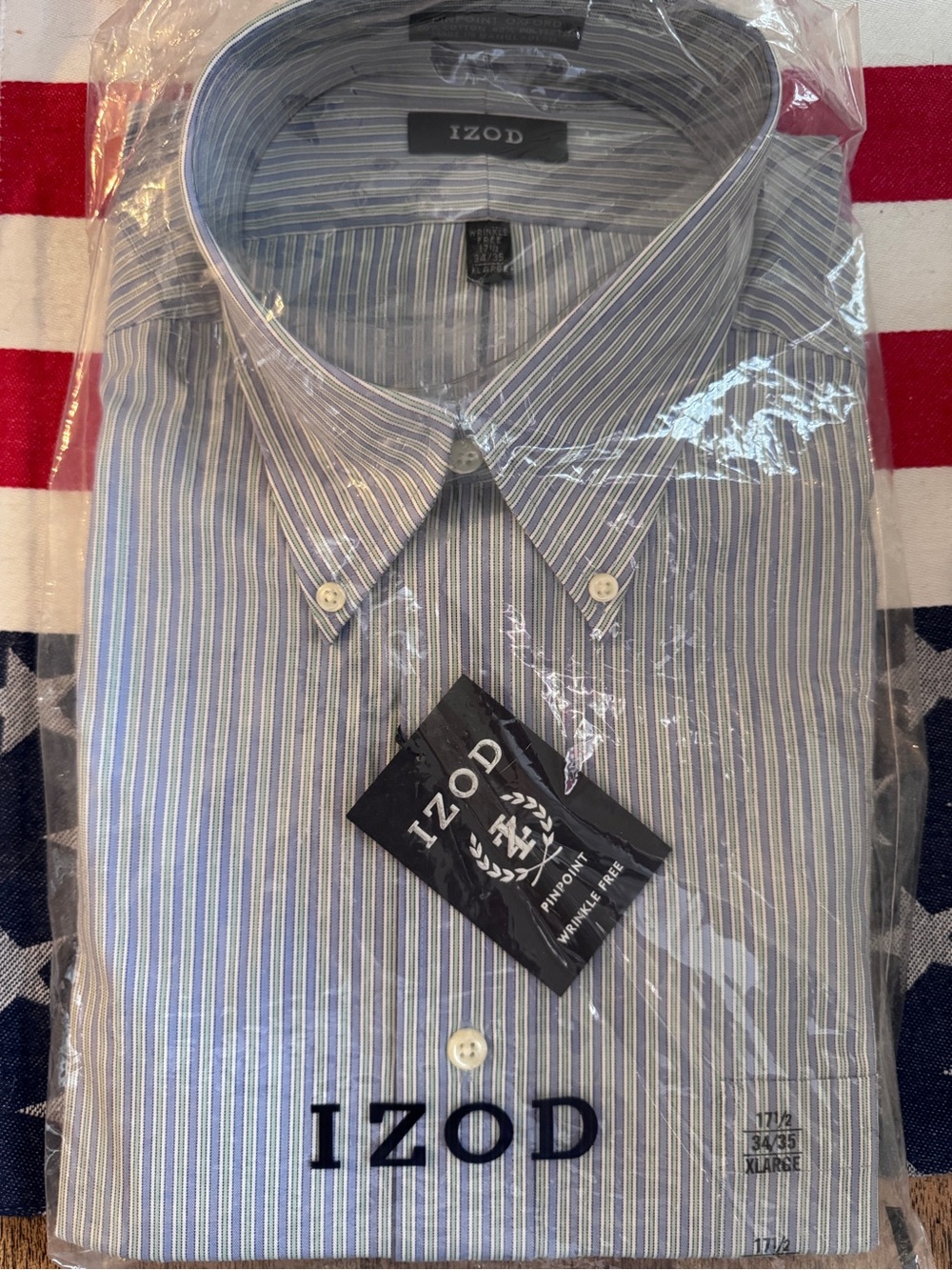 Izod pinpoint wrinkle free button down dress shirt. 17.5 34/35. NWT
